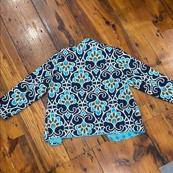Alfred Dunner Reversible Vibrant Floral Light Jacket in Blue and White size 2XL - Picture 6 of 8